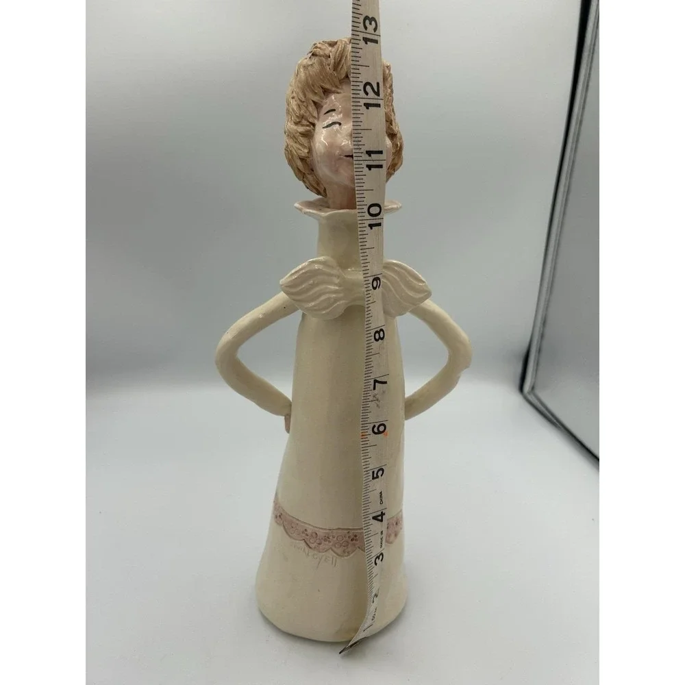 Olivia Boye Angel Ceramic 13in Hand Painted Ivory Pink Signed decanter